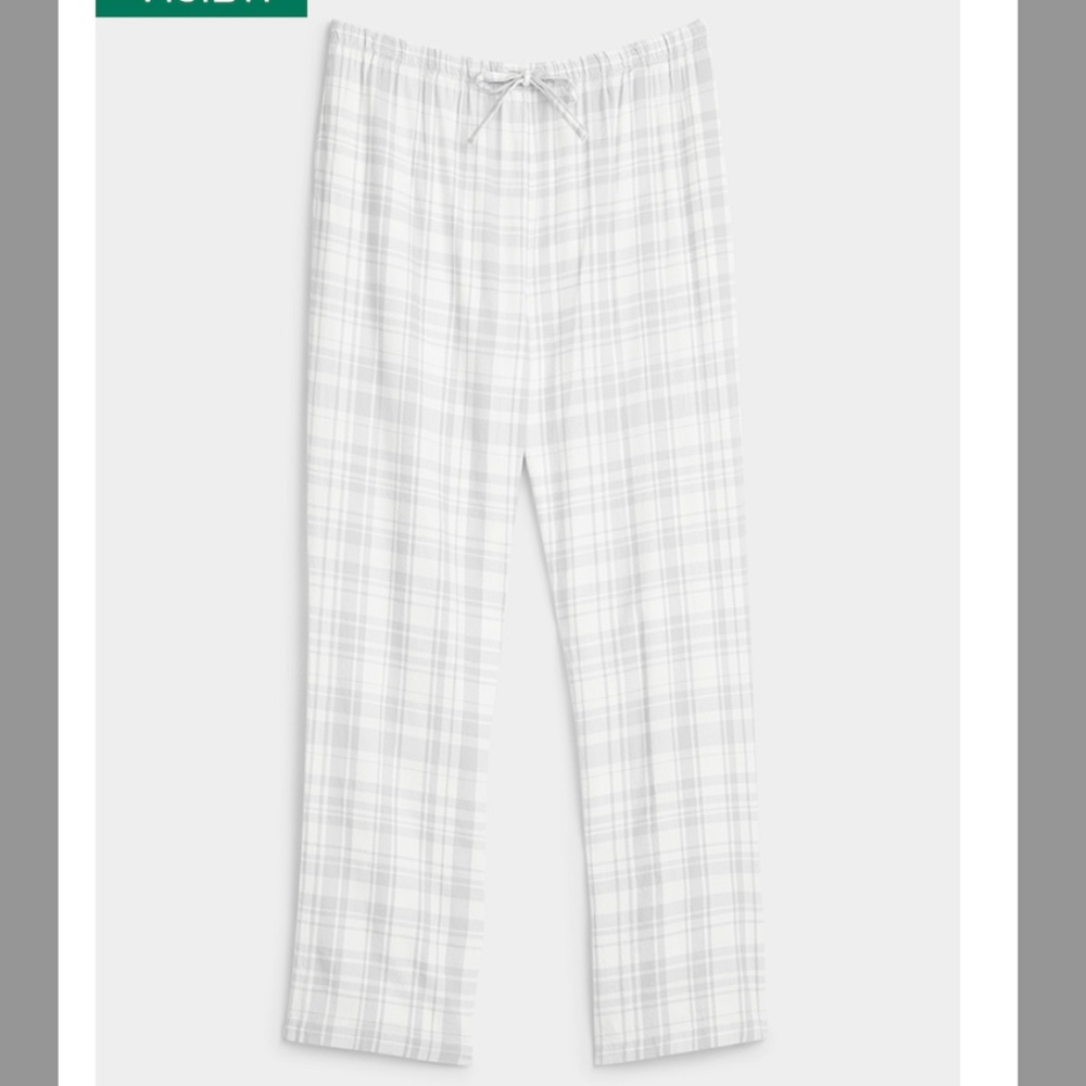 Light gray lounge cottage cabin style plaid check pants NWT